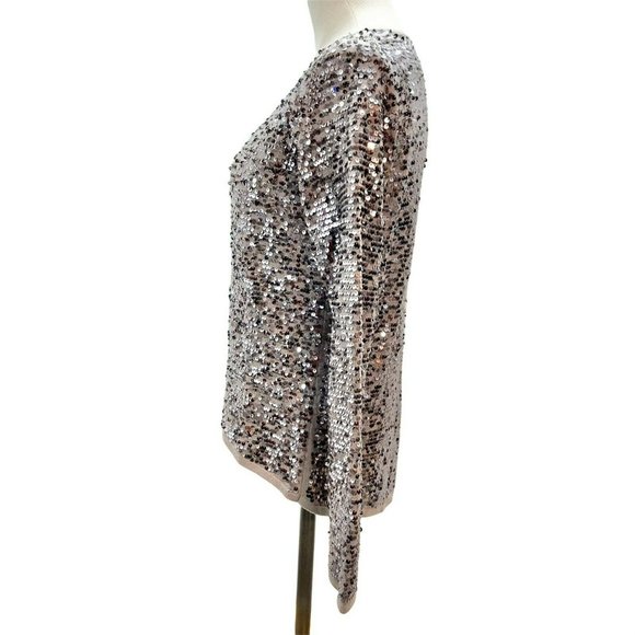 Abbeline Women's XS Brown Sequined LS Top Party Casual - Picture 6 of 8